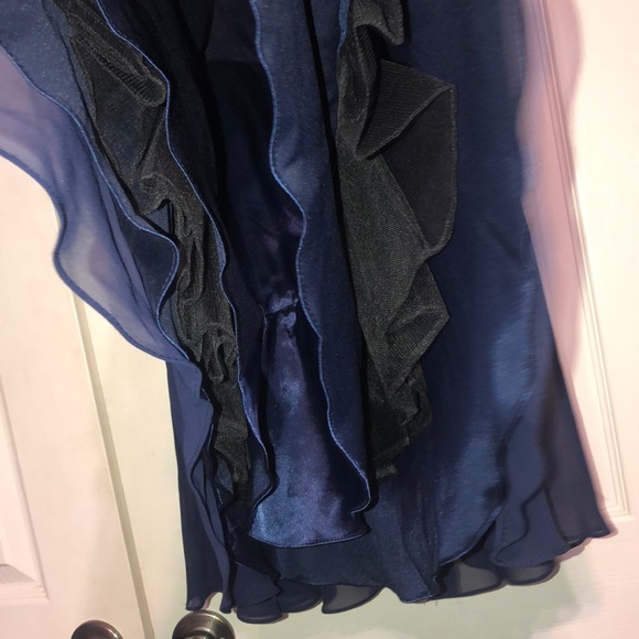 Navy Blue, Gold, And Pearl Semi-Formal Dress - Picture 6 of 8